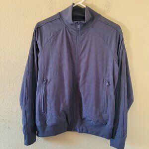 Athleta Brooklyn Bomber Jacket Leopard Medieval Violet Womenss Size Small Casual
